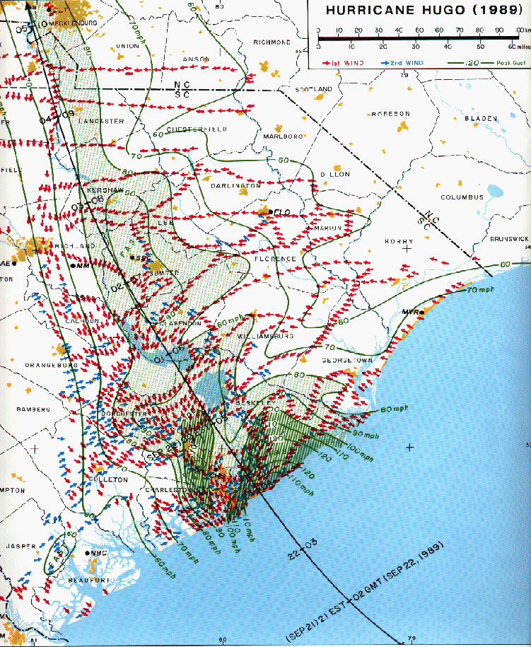 Track of Hurricane Hugo.