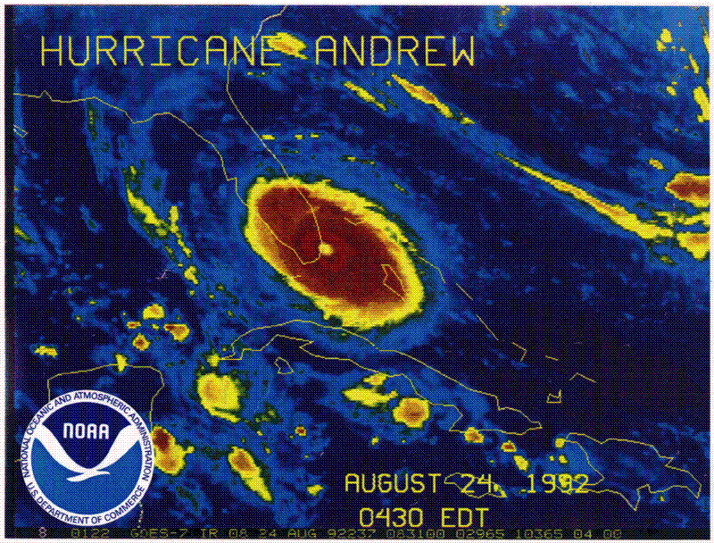 Hurricane Andrew Infrared Satellite.