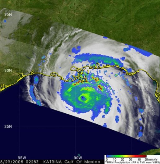 Satellite/radar image of Katrina